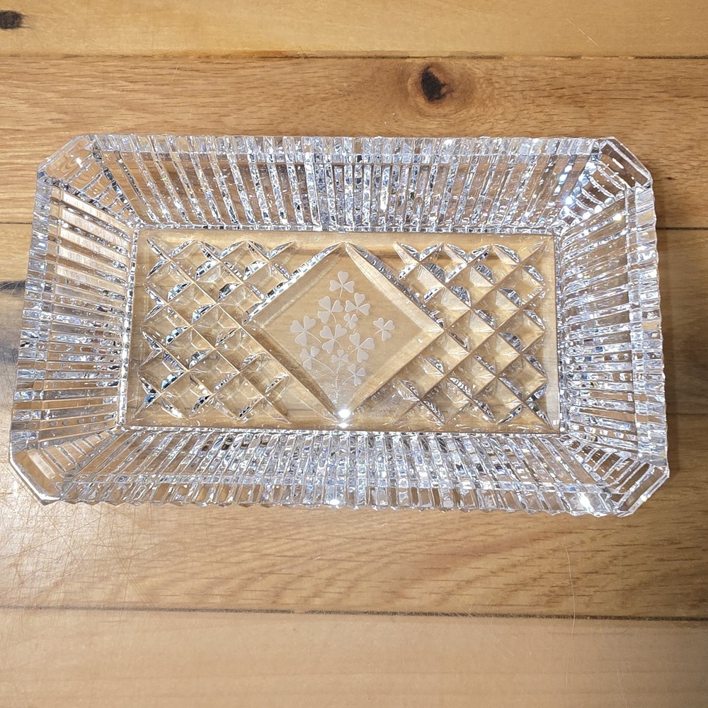 Vintage Waterford Crystal 7" Rectangle Vanity, Candy Dish Clover Etch Lismore